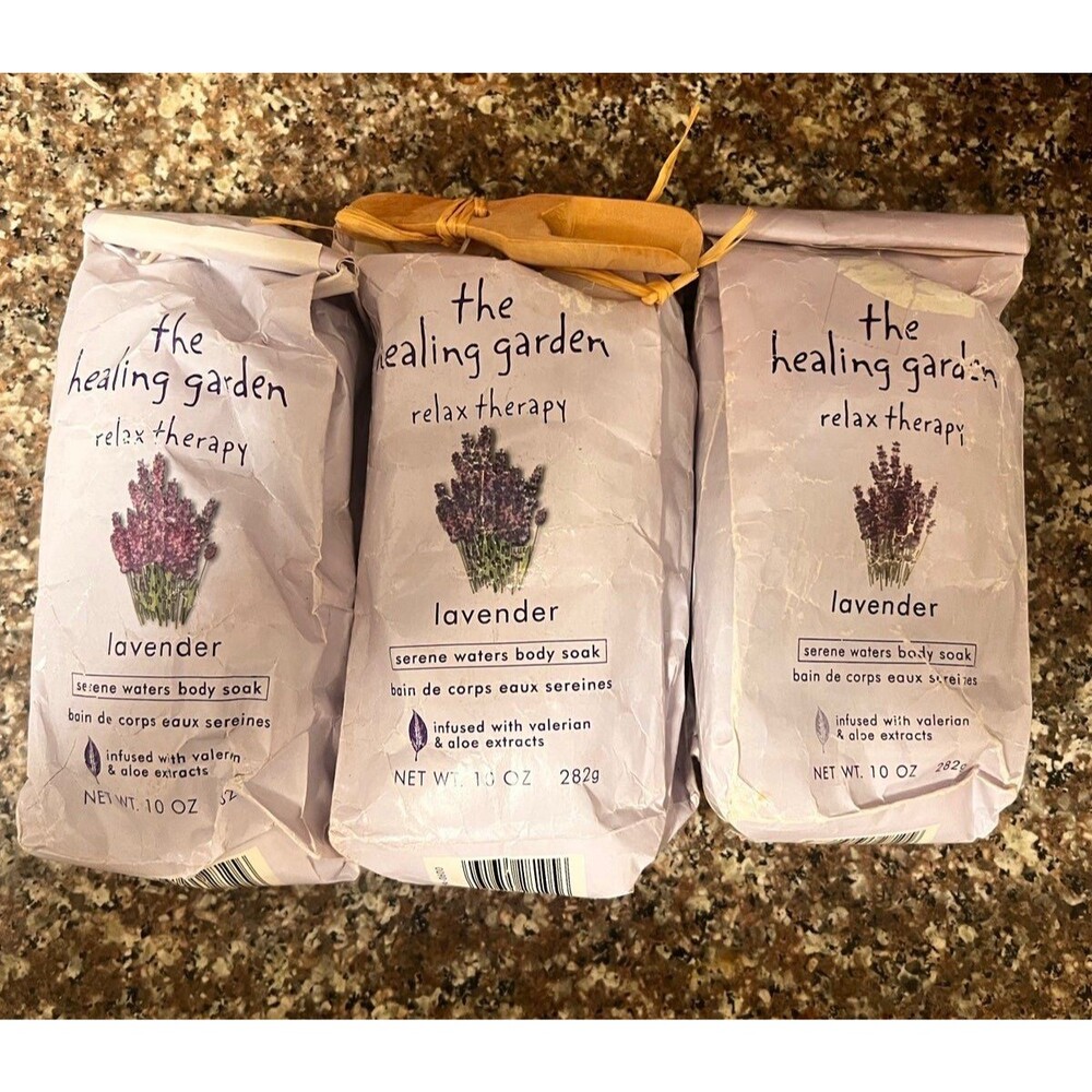 The Healing Garden Lavender Theraphy Serene Waters Body Soak - 10 oz lot Of 3